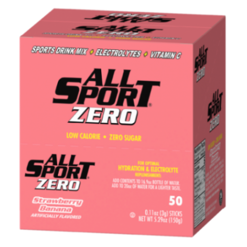 All Sport Powder Hydration Sticks, Low Calorie, Performance Electrolyte Drink Mix, Sugar Free, 2x Potassium, 3 Grams/Stick, 50 Sticks per Box