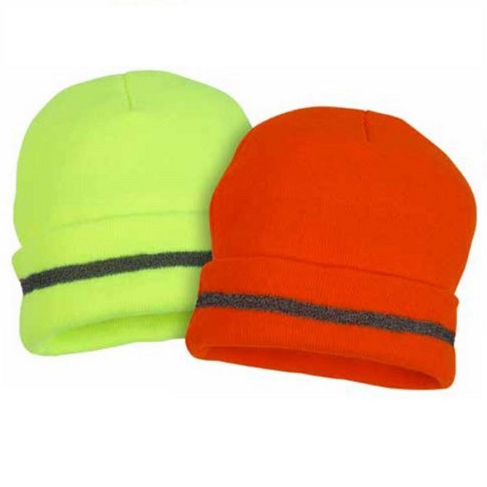 Hi-Visibility Beanie Cap with Reflective Striping for Winter Weather