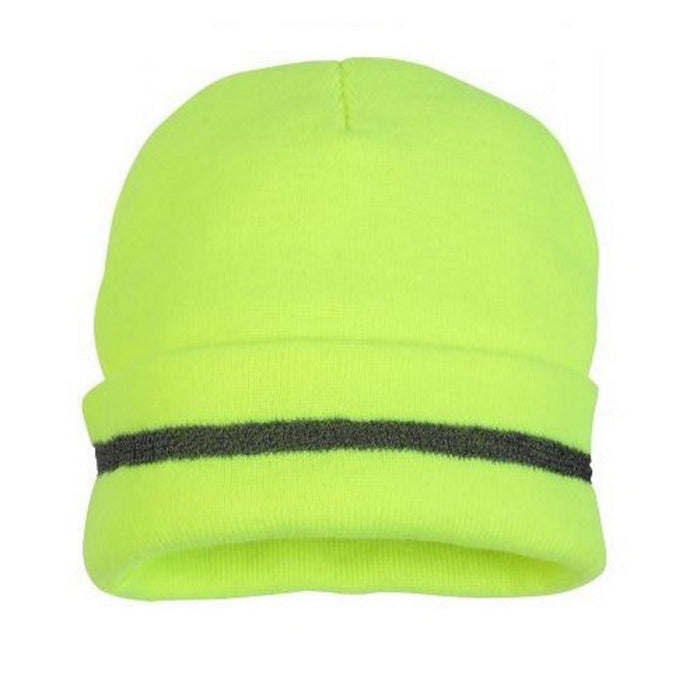 Hi-Visibility Beanie Cap with Reflective Striping for Winter Weather