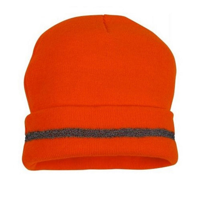 Hi-Visibility Beanie Cap with Reflective Striping for Winter Weather