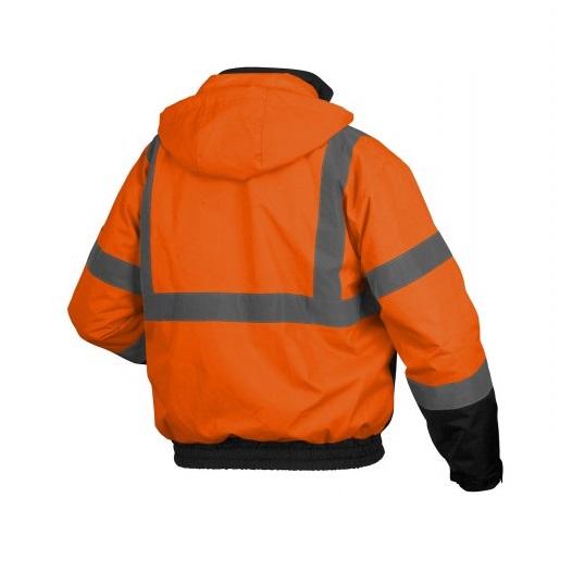 Pyramex RJ31 Series Bomber Jacket with Zip Out Polar Fleece Liner, 2" Silver Reflective Striping, Insulated, ANSI Type R Class 3