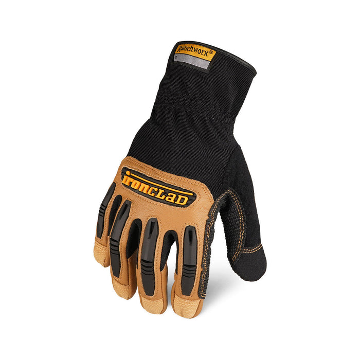 Ironclad RWG2 Ranchworx Premium Goatskin Grain Leather Palm Work Gloves with Impact Protection - 1 Pair