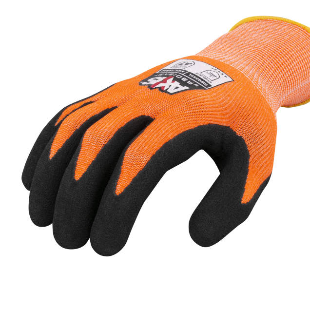 Radians RWG559 AXIS Cut Protection Level A7 Sandy Nitrile Coated Glove - Orange