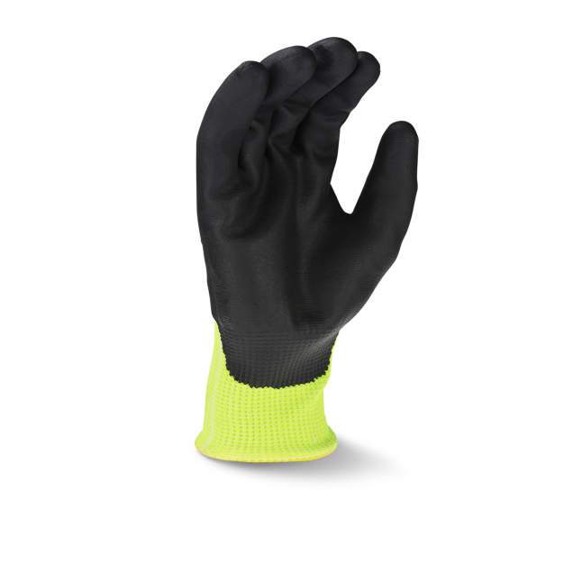 Radians RWG564 AXIS ANSI Cut Protection Level A4 Black Foam Nitrile Coated Work Glove, Hi-Vis Green