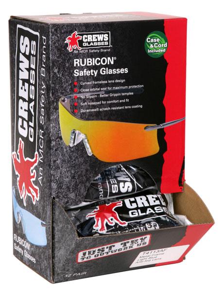 MCR Crews Rubicon Safety Glasses / Sunglasses, Metal Frame and Soft Gel Nosepiece, ANSI Z87.1