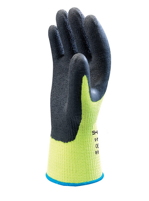 Showa S-TEX 300 Rubber Palm Dipped Work Gloves with Stainless Steel Kevlar Liner, ANSI A4 Cut Resistant, Hi-Vis (12 Pairs)