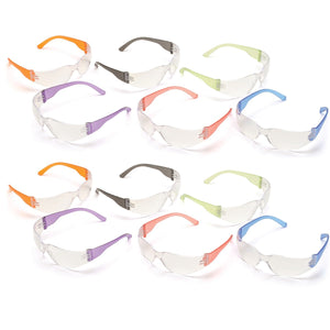 Intruder Multi-Color, Clear Lens with Assorted Temple Colors, ANSI Z87.1
