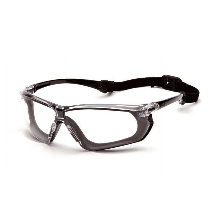 Pyramex Crossovr Safety Glasses, Clear Anti-Fog Lens with Rubber Gasket and Adjustable Strap, SBG10610DT