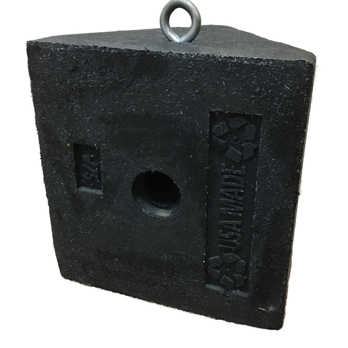 Rubber Wheel Chock with Eyebolt, 8.75" x 8.5" x 7" for Heavy Equiment, Line Trucks