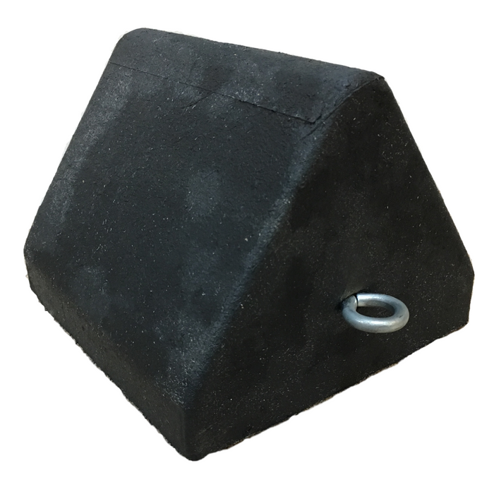 Rubber Wheel Chock with Eyebolt, 8.75" x 8.5" x 7" for Heavy Equiment, Line Trucks