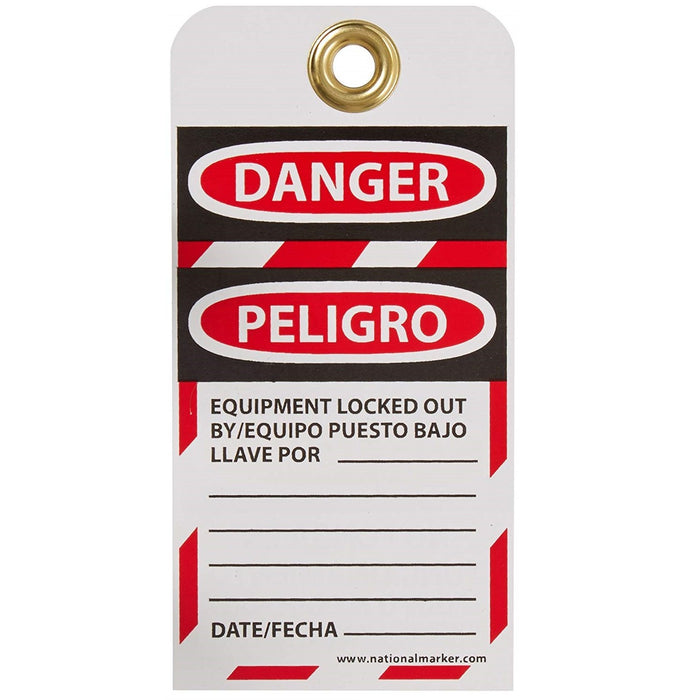 "Danger Do Not Operate Equipment Lock-Out" 6"x3" Tag, Bilingual, Pack of 25