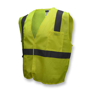 SV2 Economy Class 2 Mesh Safety Vest with Velcro Closure, Hi-Vis Lime