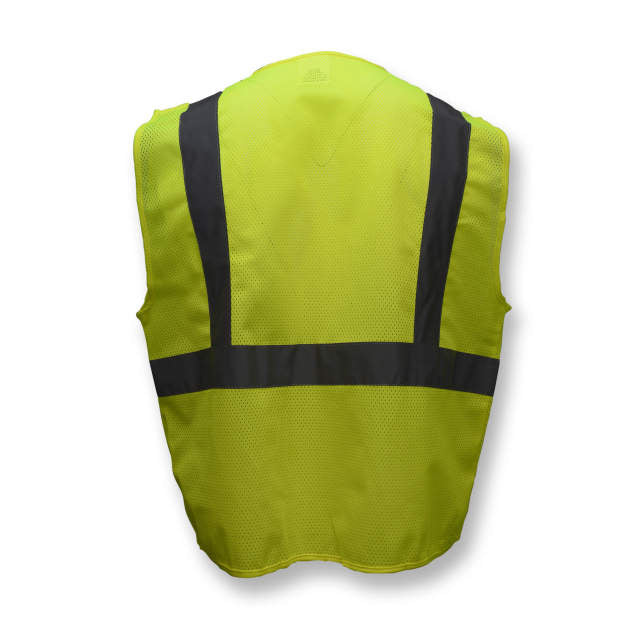 SV2 Economy Class 2 Mesh Safety Vest with Velcro Closure, Hi-Vis Lime