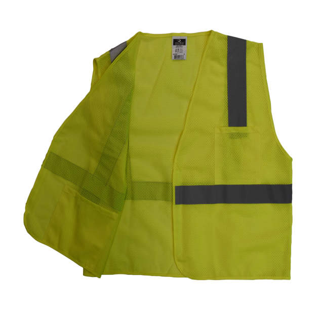 SV2 Economy Class 2 Mesh Safety Vest with Velcro Closure, Hi-Vis Lime