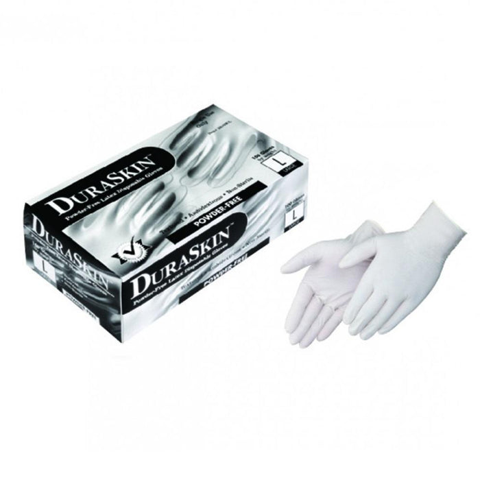 Duraskin Powder-Free 3.5 Mil Disposable Latex Work Gloves White, Industrial Food Grade, T2810W