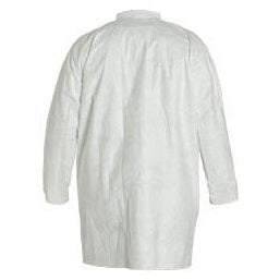 DuPont TY210S Dispoable Tyvek Lab Coat with Frock Collar, Open Wrists and Front Snap Closure (Case of 30)