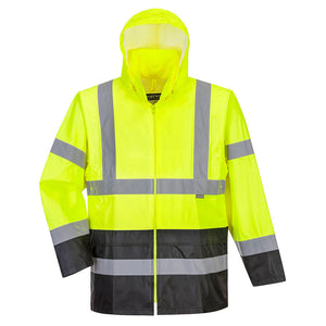 Portwest UH443 - Hi-Vis Classic Contrast Rain Jacket, Yellow/Black