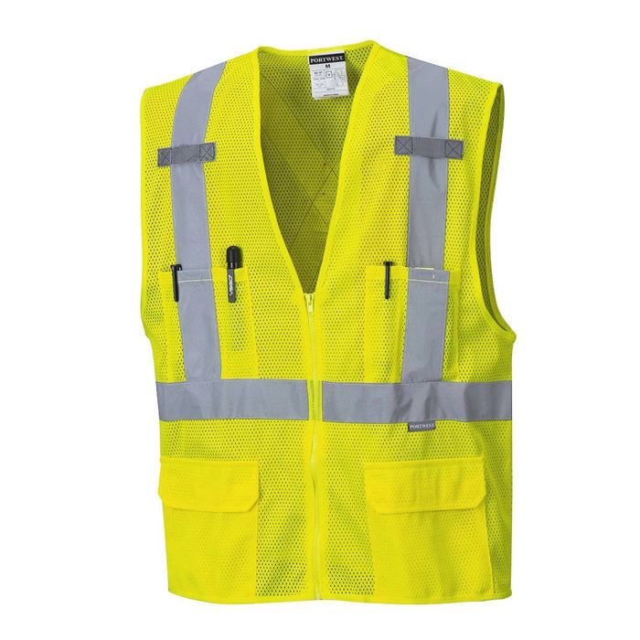 Portwest US370 Atlanta Hi-Vis ANSI Class 2 Mesh Safety Vest with 2" Reflective Tape and 6 Pockets