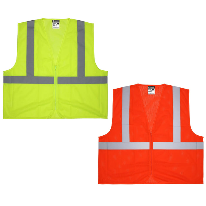 Hi-Visibility Mesh Economy Class 2 Safety Vest With Zipper, ANSI/ISEA 107-2015, Type R compliant