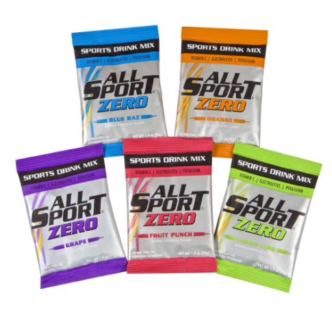 All Sport Zero Powder Variety Sports Drink Mix, Sugar Free, Zero Calories, 30/2.5 Gallon Pouches, 5 Flavors, Case Yields 75 Gallons