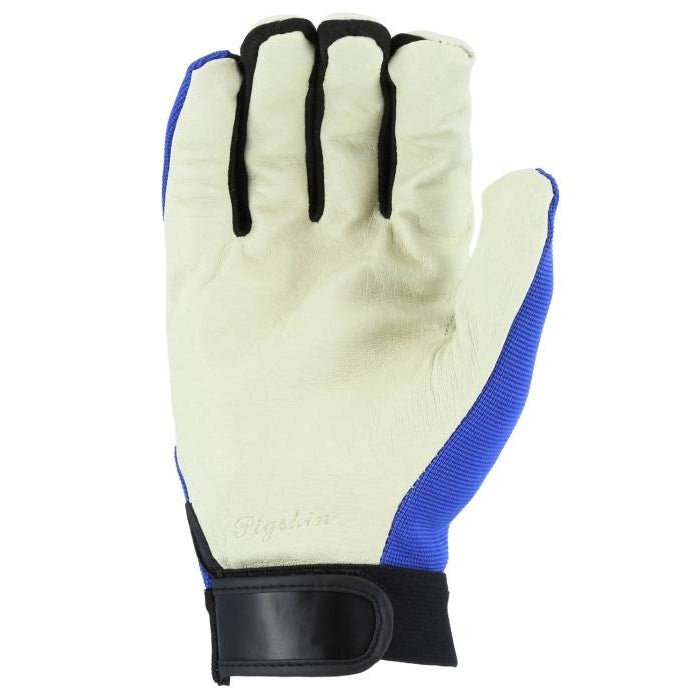 Bald Eagle Mechanics Glove with Pigskin Palm and Stretch Knit Back, Blue, 2152 - BHP Safety Products