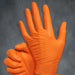 CATCH Nitrile Disposable Gloves with Pyramid Grip Texture, Industrial, Powder-Free, Orange, 9 mil (Box of 100) - BHP Safety Products