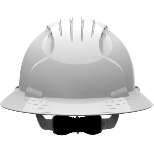 Evolution Deluxe 6161 Vented, Full Brim Hard Hat with HDPE Shell, 6-Point Polyester Suspension and Wheel Ratchet Adjustment, White - BHP Safety Products