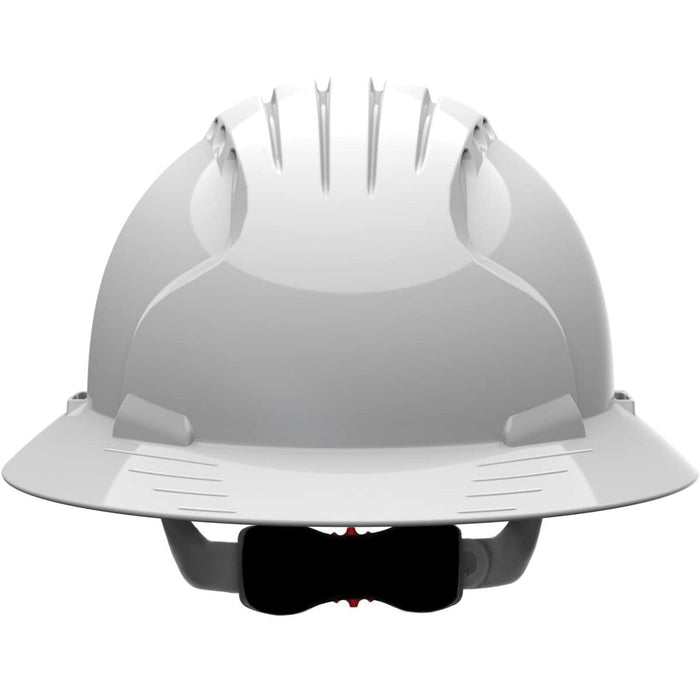 Evolution Deluxe 6161 Vented, Full Brim Hard Hat with HDPE Shell, 6-Point Polyester Suspension and Wheel Ratchet Adjustment, White - BHP Safety Products