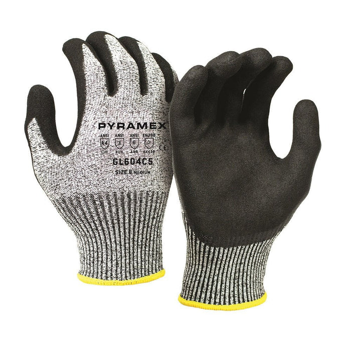 Pyramex Sandy Nitrile Coated Cut Resistant Gloves GL604C5 (12 Pair) - BHP Safety Products